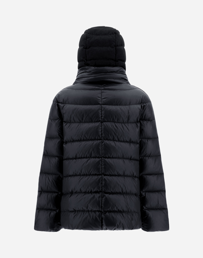 Herno Nylon Ultralight And Silk Cashmere Cape In Black