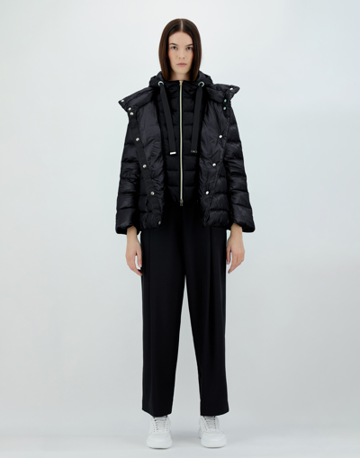 Herno Nylon Ultralight And Silk Cashmere Cape In Black