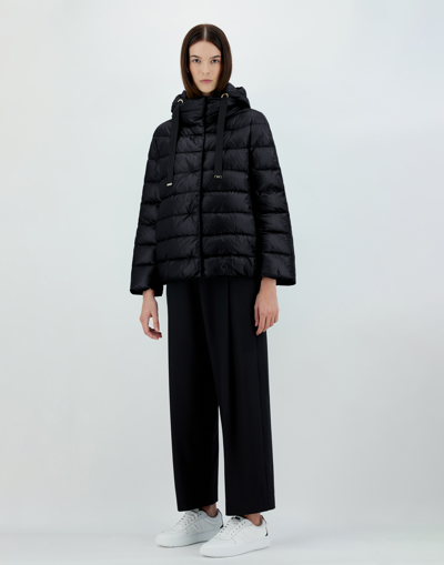Herno Nylon Ultralight And Silk Cashmere Cape In Black