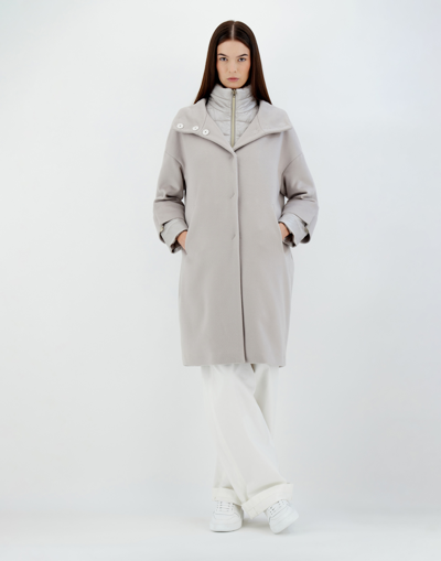 Herno Business Cashmere And Nylon Ultralight Coat In Grey Pearl