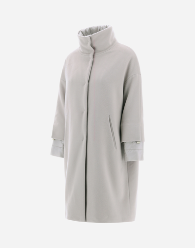 Herno Business Cashmere And Nylon Ultralight Coat In Grey Pearl