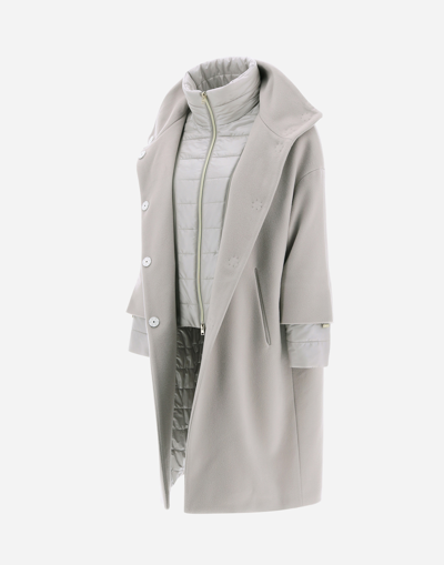 Herno Business Cashmere And Nylon Ultralight Coat In Grey Pearl