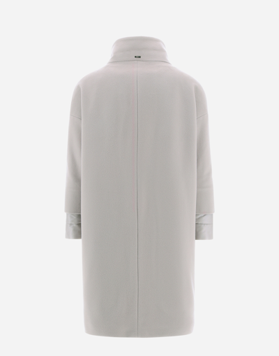 Herno Business Cashmere And Nylon Ultralight Coat In Grey Pearl