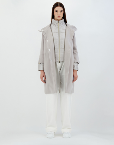 Herno Business Cashmere And Nylon Ultralight Coat In Grey Pearl
