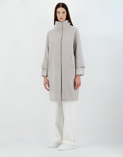Herno Business Cashmere And Nylon Ultralight Coat In Grey Pearl
