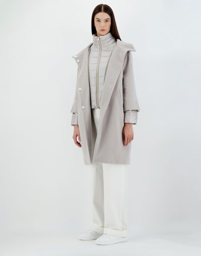 Herno Business Cashmere And Nylon Ultralight Coat In Grey Pearl