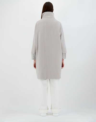 Herno Business Cashmere And Nylon Ultralight Coat In Grey Pearl