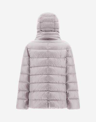 Herno Nylon Ultralight And Silk Cashmere Cape In Grey Pearl