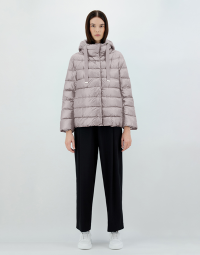 Herno Nylon Ultralight And Silk Cashmere Cape In Grey Pearl