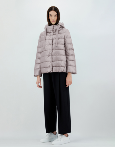 Herno Nylon Ultralight And Silk Cashmere Cape In Grey Pearl