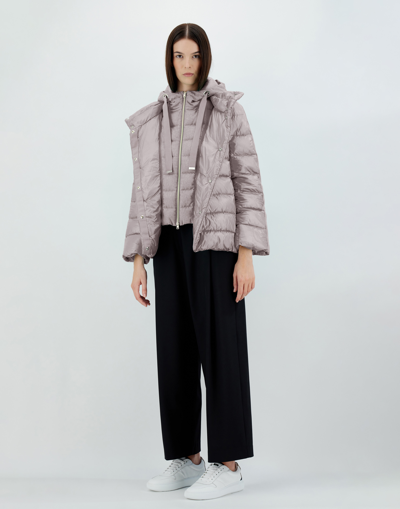 Herno Nylon Ultralight And Silk Cashmere Cape In Grey Pearl