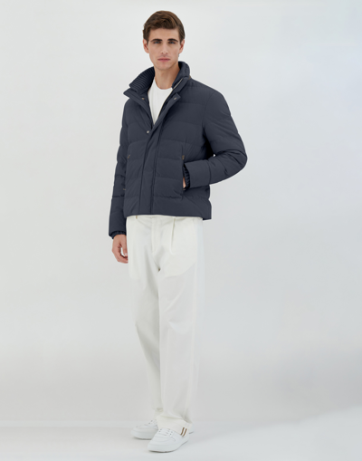Herno Suede-look Bomber Jacket In Resort Blue