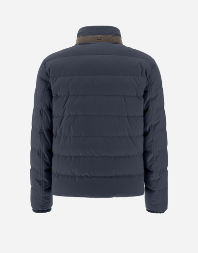 Herno Suede-look Bomber Jacket In Resort Blue