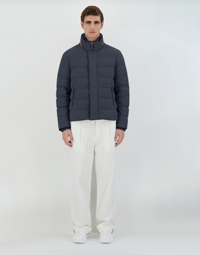Herno Suede-look Bomber Jacket In Resort Blue