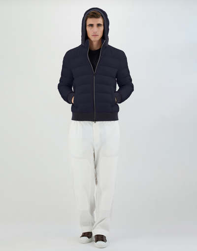 Herno Bomber Jacket In Ecoage And Silk Cashmere In New Blue