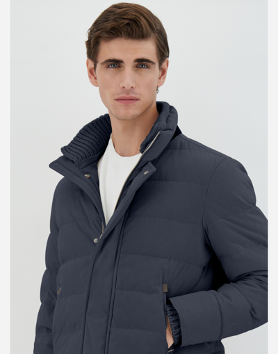 Herno Suede-look Bomber Jacket In Resort Blue