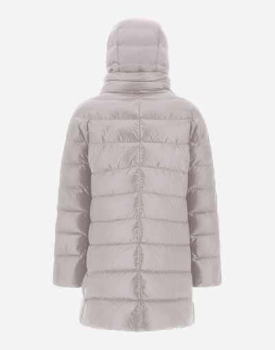 Herno Nylon Ultralight And Silk Cashmere A-line Jacket In Grey Pearl