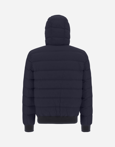 Herno Bomber Jacket In Ecoage And Silk Cashmere In New Blue