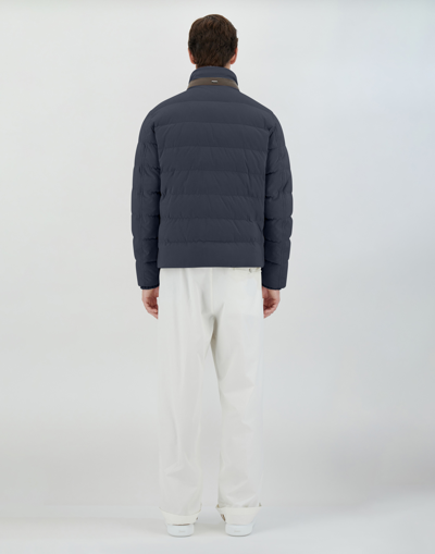 Herno Suede-look Bomber Jacket In Resort Blue