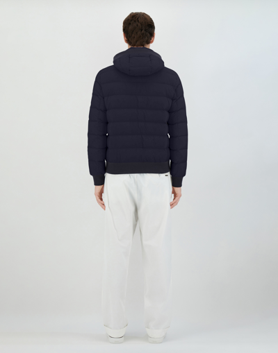 Herno Bomber Jacket In Ecoage And Silk Cashmere In New Blue