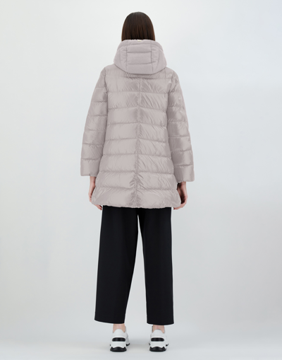 Herno Nylon Ultralight And Silk Cashmere A-line Jacket In Grey Pearl
