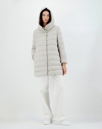 Herno Silk Cashmere And Knit A-line Jacket In Grey Pearl