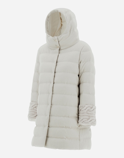 Herno Silk Cashmere And Knit A-line Jacket In Grey Pearl