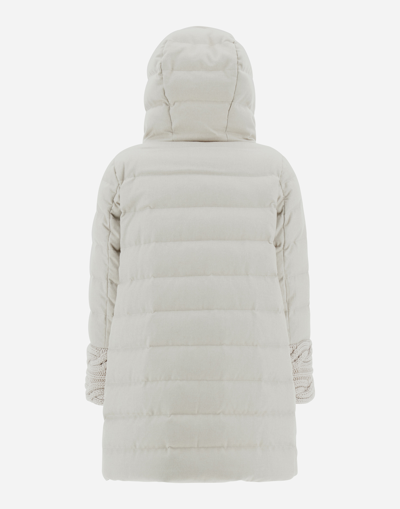 Herno Silk Cashmere And Knit A-line Jacket In Grey Pearl