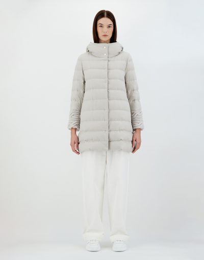Herno Silk Cashmere And Knit A-line Jacket In Grey Pearl