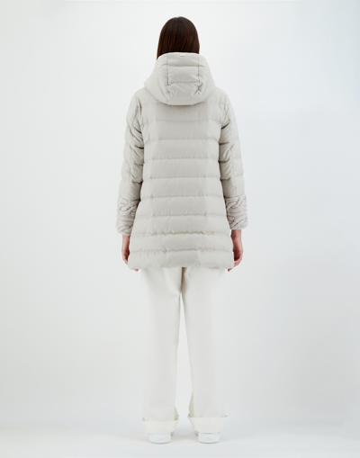 Herno Silk Cashmere And Knit A-line Jacket In Grey Pearl