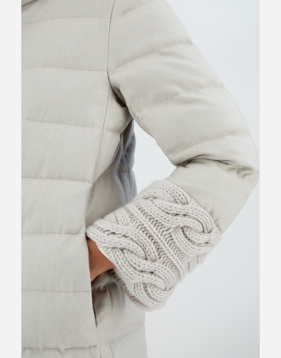 Herno Silk Cashmere And Knit A-line Jacket In Grey Pearl