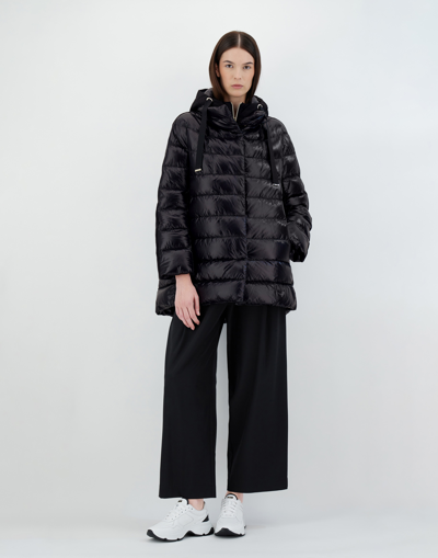 Herno Nylon Ultralight And Silk Cashmere A-line Jacket In Black