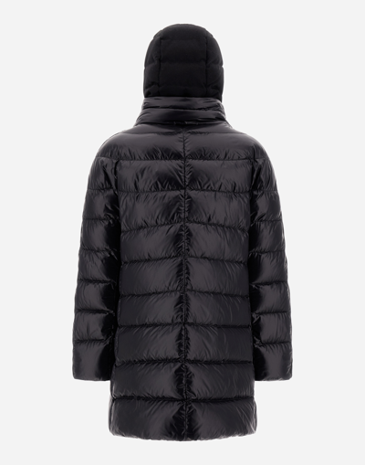 Herno Nylon Ultralight And Silk Cashmere A-line Jacket In Black