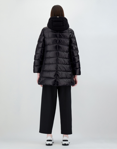 Herno Nylon Ultralight And Silk Cashmere A-line Jacket In Black