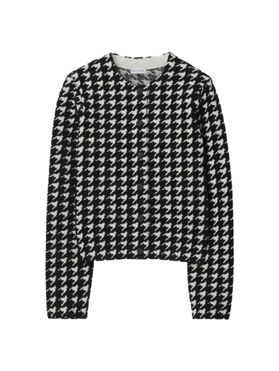 Shop Burberry Women's Houndstooth Cardigan In Black Pattern