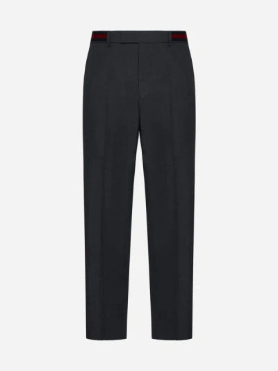Shop Gucci Wool-blend Trousers In Dark Grey