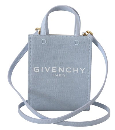 Shop Givenchy Blue Coated Canvas Vertical Cloud Mini Shoulder Bag