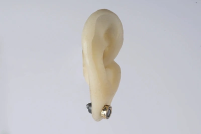 Shop Parts Of Four Tiny Stud Earring (fuse, 0.1 Ct, Diamond Slab, Ka18k+dia) In Black 18k Gold