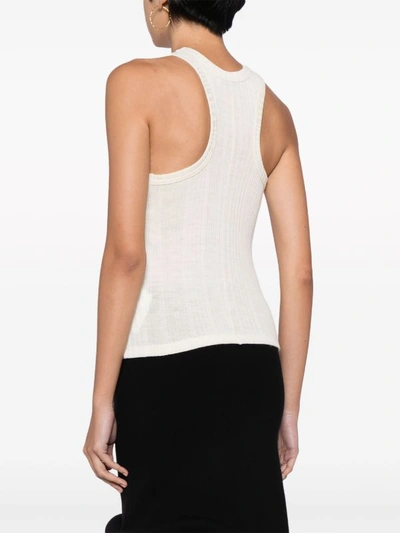 Shop Recto Women Wool Blend Ribbed Sleeveless Top In Cream