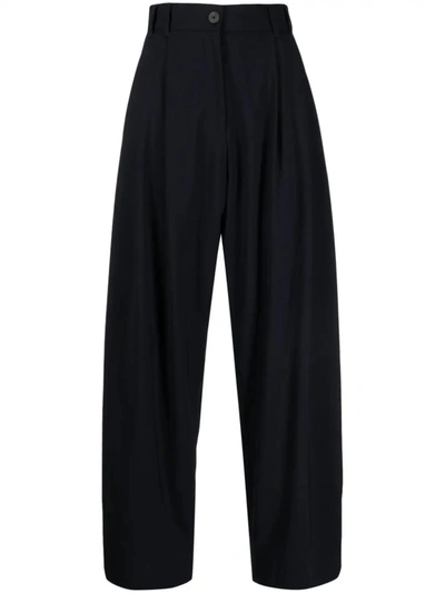 Shop Studio Nicholson Women Nika Double Pleated Trousers In Darkest Navy