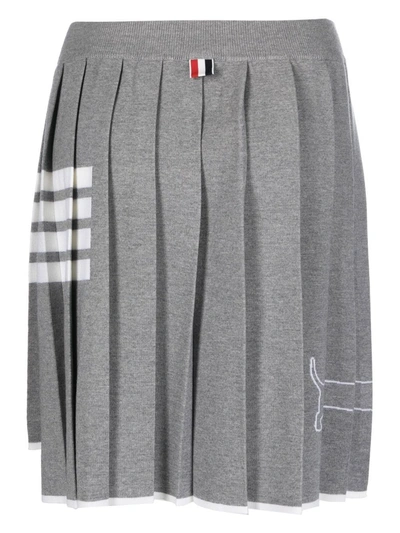 Shop Thom Browne Women Hector Icon Wool 4 Bar Pleated Mini Skirt In 055 Lt Grey