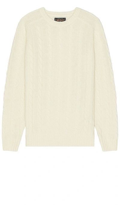 Shop Beams Cable Sweater In 米白