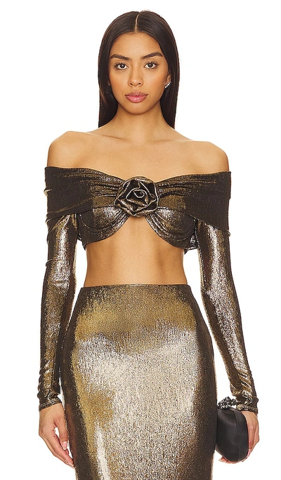 Shop Camila Coelho Leandra Off Shoulder Top In Metallic Gold
