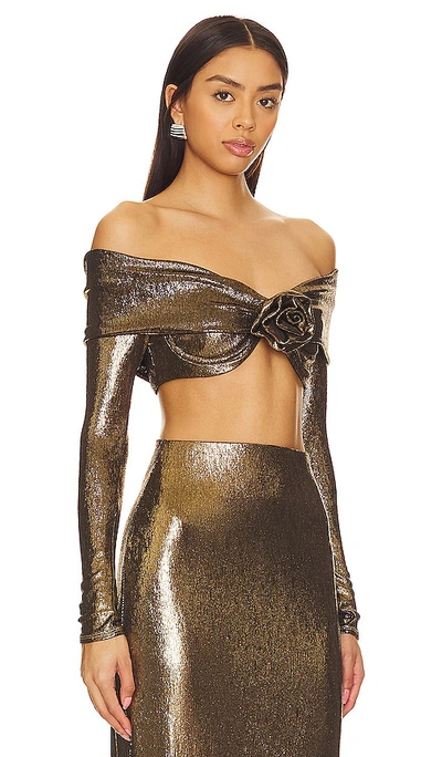 Shop Camila Coelho Leandra Off Shoulder Top In Metallic Gold
