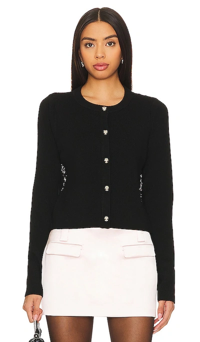 Cami Nyc Aurla Merino Wool Lace-back Cardigan In Black