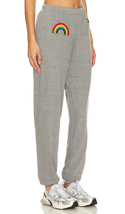 Shop Aviator Nation Rainbow Embroidery Sweatpant In Grey