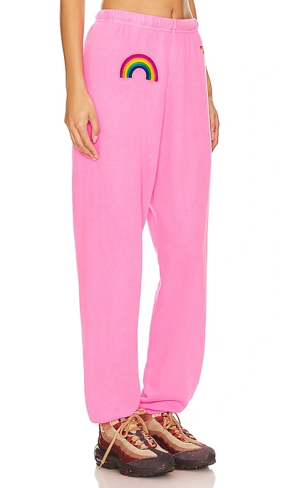 Shop Aviator Nation Rainbow Embroidery Sweatpant In Pink