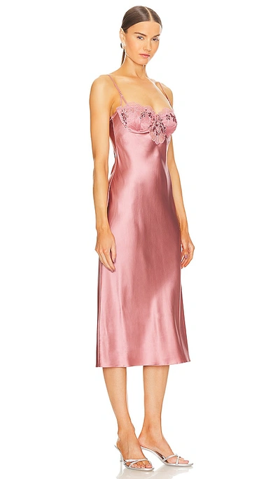 Shop Fleur Du Mal Sequin Violet Embroidery Slip Dress In Pink