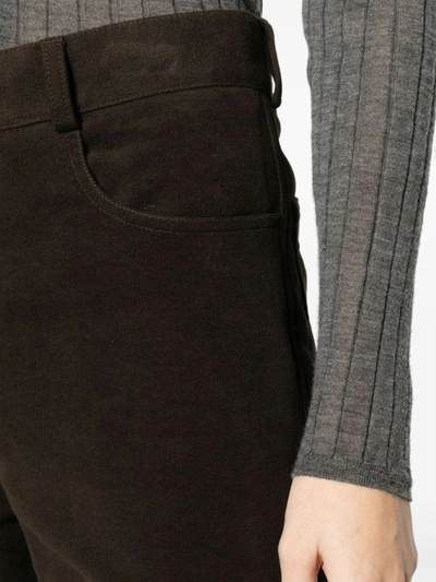 Shop Totême Toteme Women Flared Moleskin Trousers In 040 Espresso