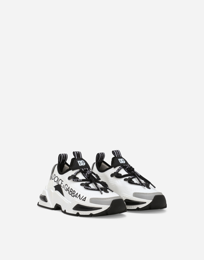 Dolce & Gabbana Airmaster Leather-trimmed Sneakers In White